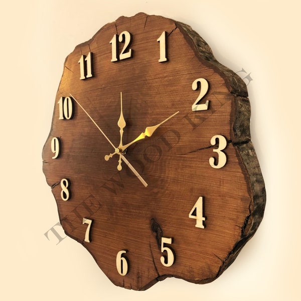 Wooden Wall Clock, Natural Oak Clock, Modern Clock, Rustic Wood Clock, Tree Slice Art, Home Decor, Home Gift, Wedding, Mother, Father