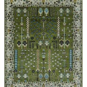 9x12 Vintage Royal Green Oushak Rug, Luxury Drawing Room Rugs, Muted Area/Runner Rug -  9x12, Turkish Wool Rug For Living Room, Bedroom Rug.