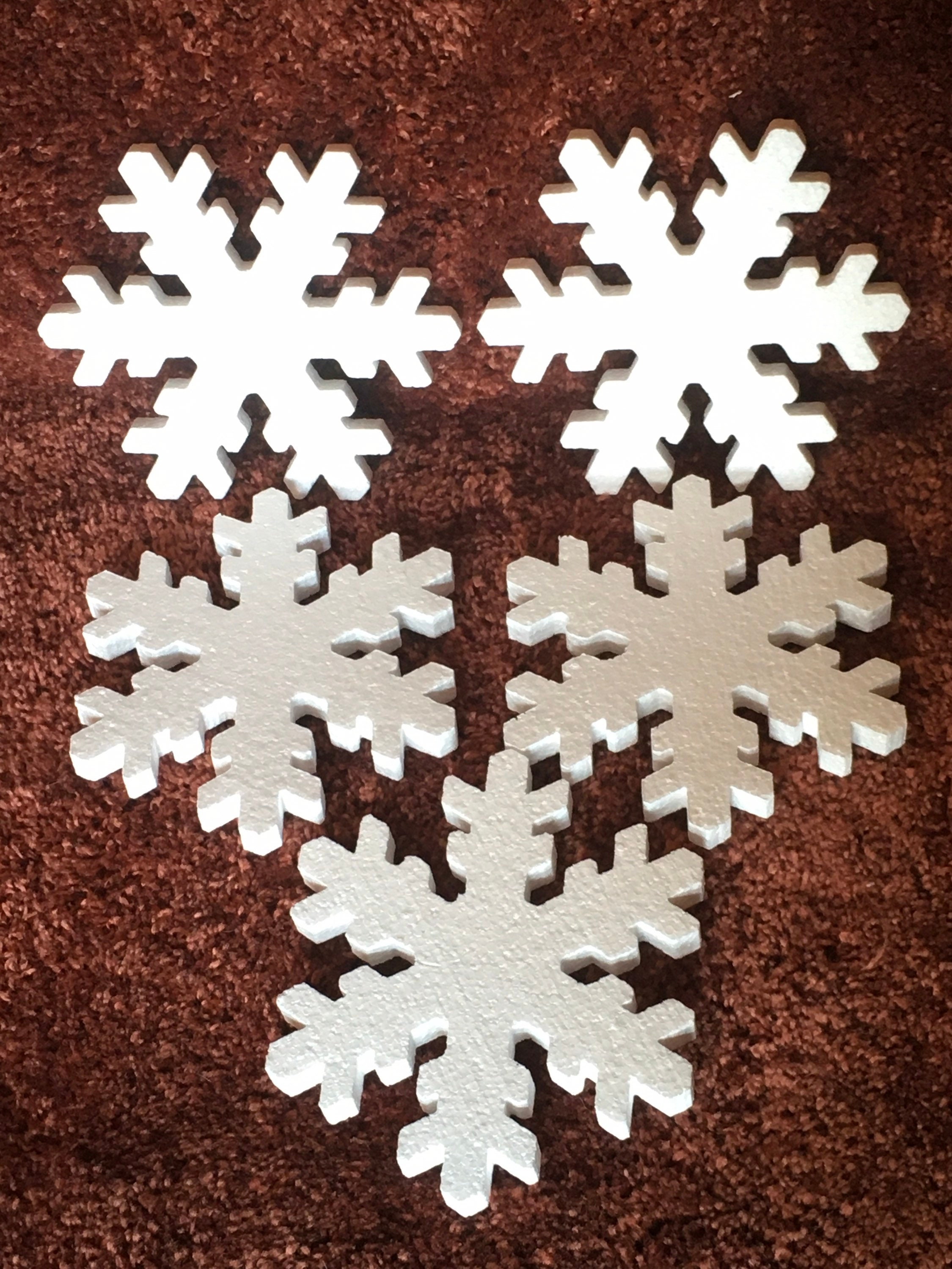 Christmas Displays. expanded polystyrene snowflakes.