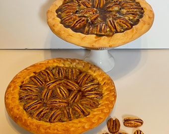 Pecan Pie Realistic 6” Faux Pecan Pie for Home decor, Christmas Tree, Props, 2 different Pie Crusts to choose from.