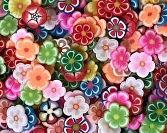 Flower Polymer Clay Sprinkles/Slices. Colorful flower sprinkles. Approximately 6mm in size.