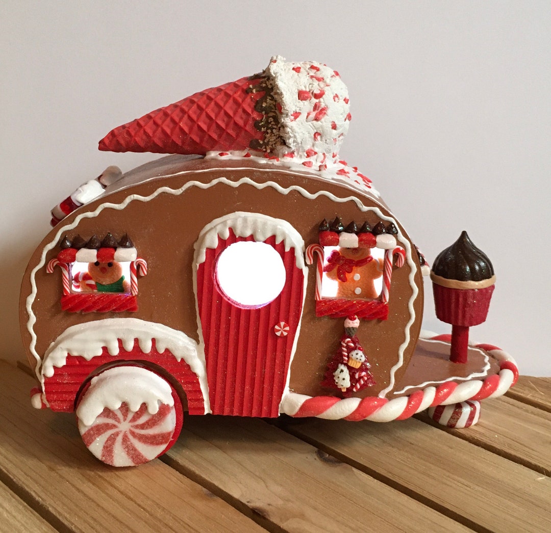 Faux Gingerbread Light up Camper Etsy