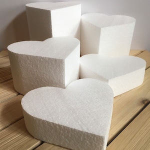 Polystyrene Heart Cake Dummies and Planks. Larger sizes in a different listing. Pick size you want up to 6” wide. Please Read description.