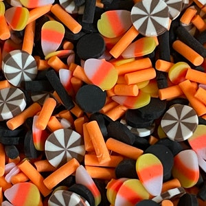 Candy Corn Fall Mix Sprinkles. Polymer Clay Slices.