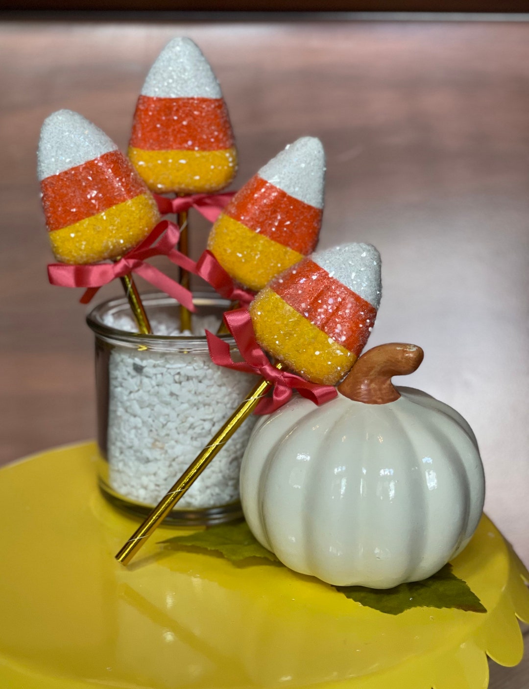 Fake Candy Corn Cake Pops Lollipops for Tiered Trays Kitchen Etsy