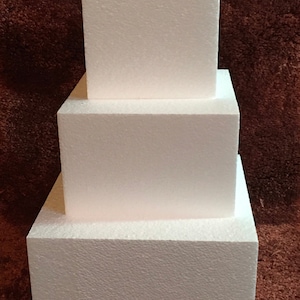 Square Cube EPS Smooth Polystyrene/Styrofoam Cake Dummies. Each sold separately.