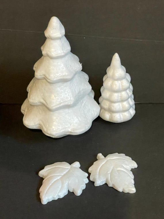 Christmas Tree and Leaves Polystyrene Foam shapes. Each sold separately. Minimum purchase 2 items. Mix or match.