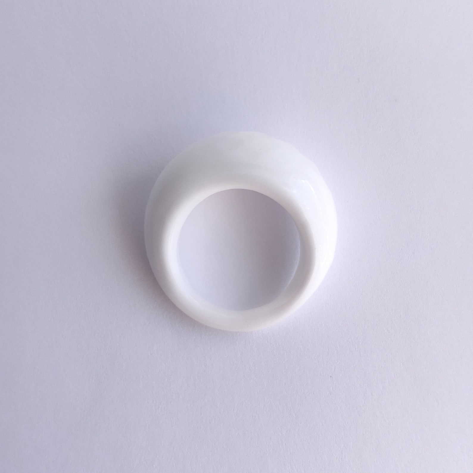 White Chunky Glass Ring Etsy