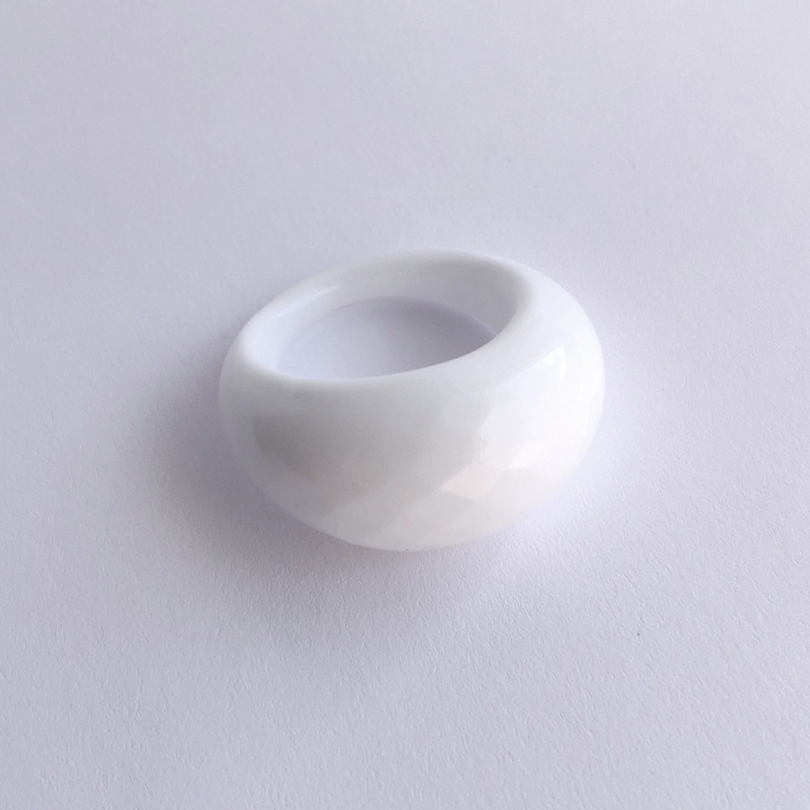 White Chunky Glass Ring Etsy