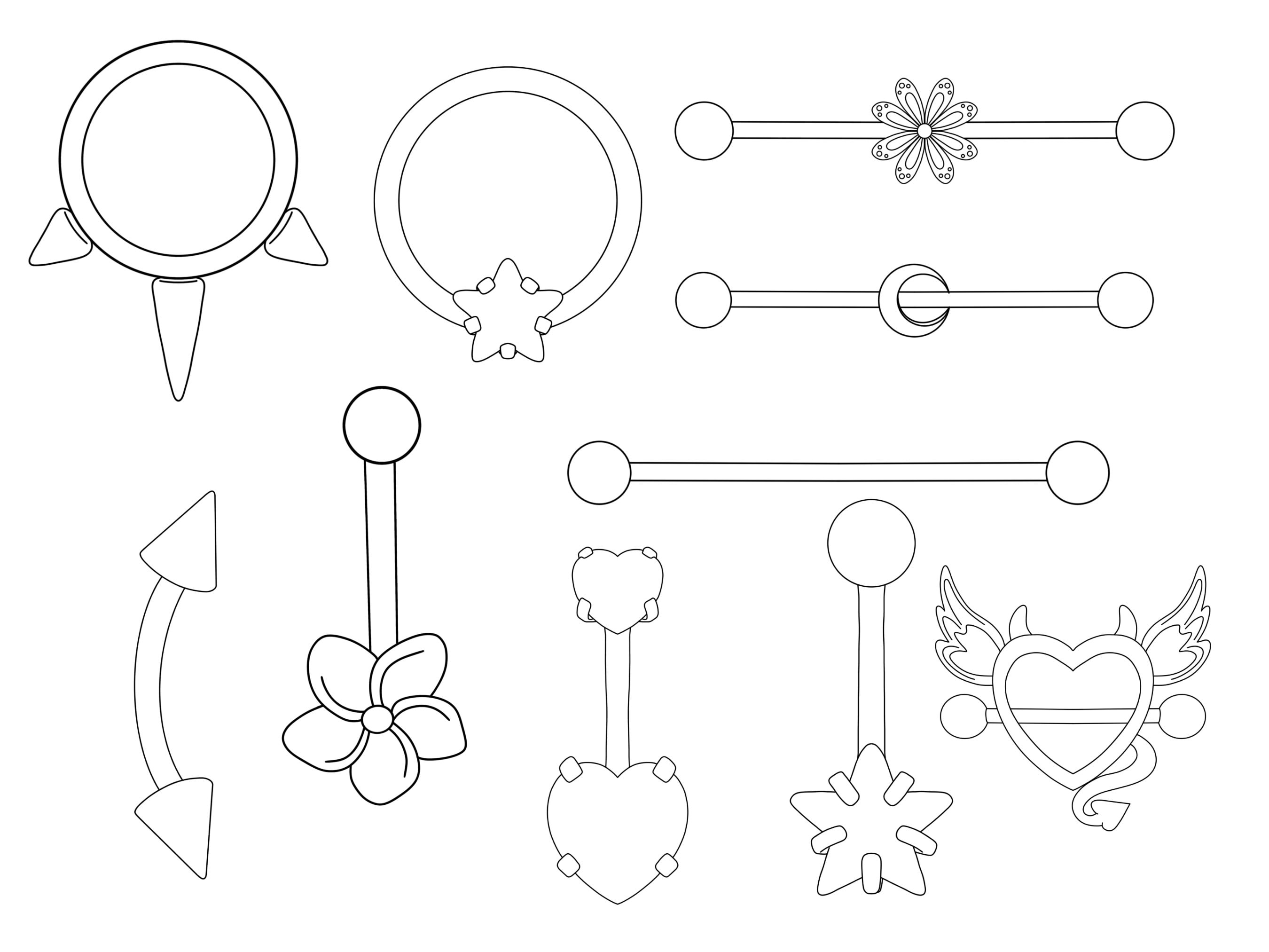 Set of 25 Procreate Piercing Stamp Brushes Digital Stickers Digital