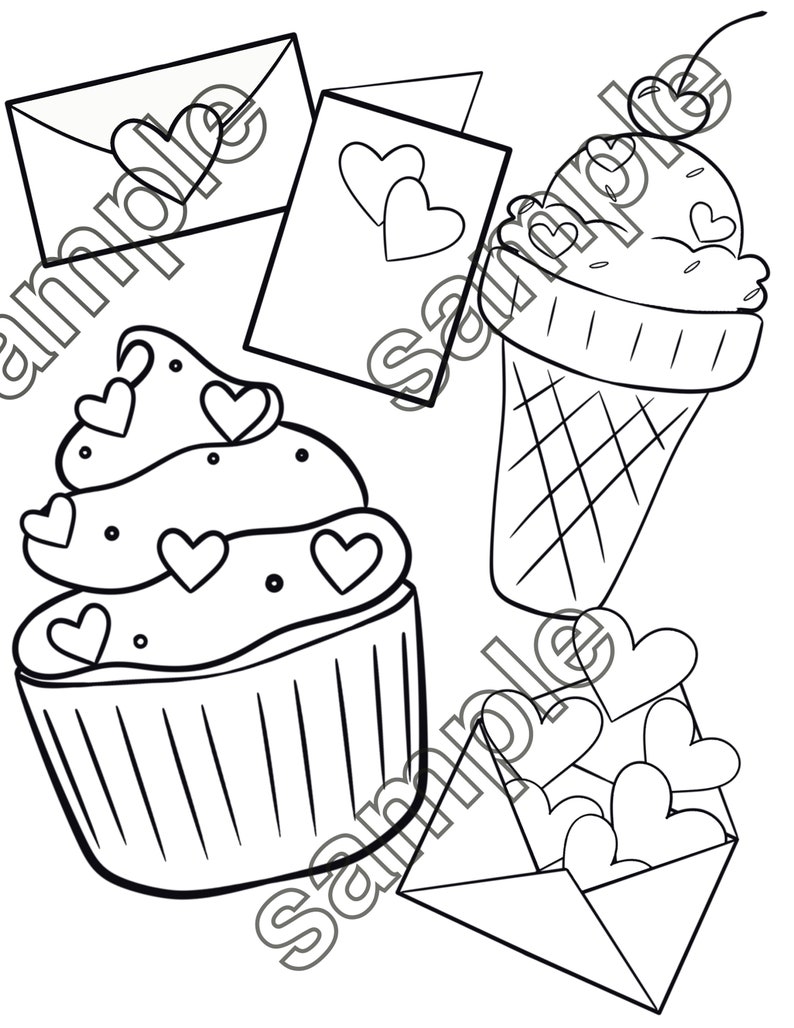 Cute Valentine s Day Coloring Page Etsy