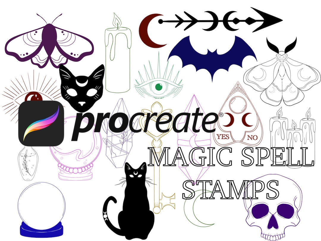 Set of 20 Procreate Magic/witch Stamp Brushes | Digital Stickers ...