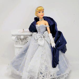 Cinderella 11.5&quot; Doll, OOAK, Under the Midnight Stars, Ball Gown, Tiara, 13-Piece Ensemble, Princess, Lace, Rhinestones, Stole, Bespoke