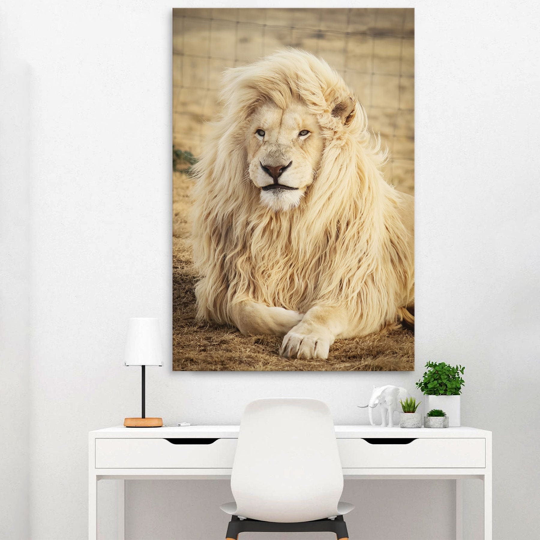 A739 Black White Animal Portrait Canvas Picture Print Large Wall Art Lion Nature 