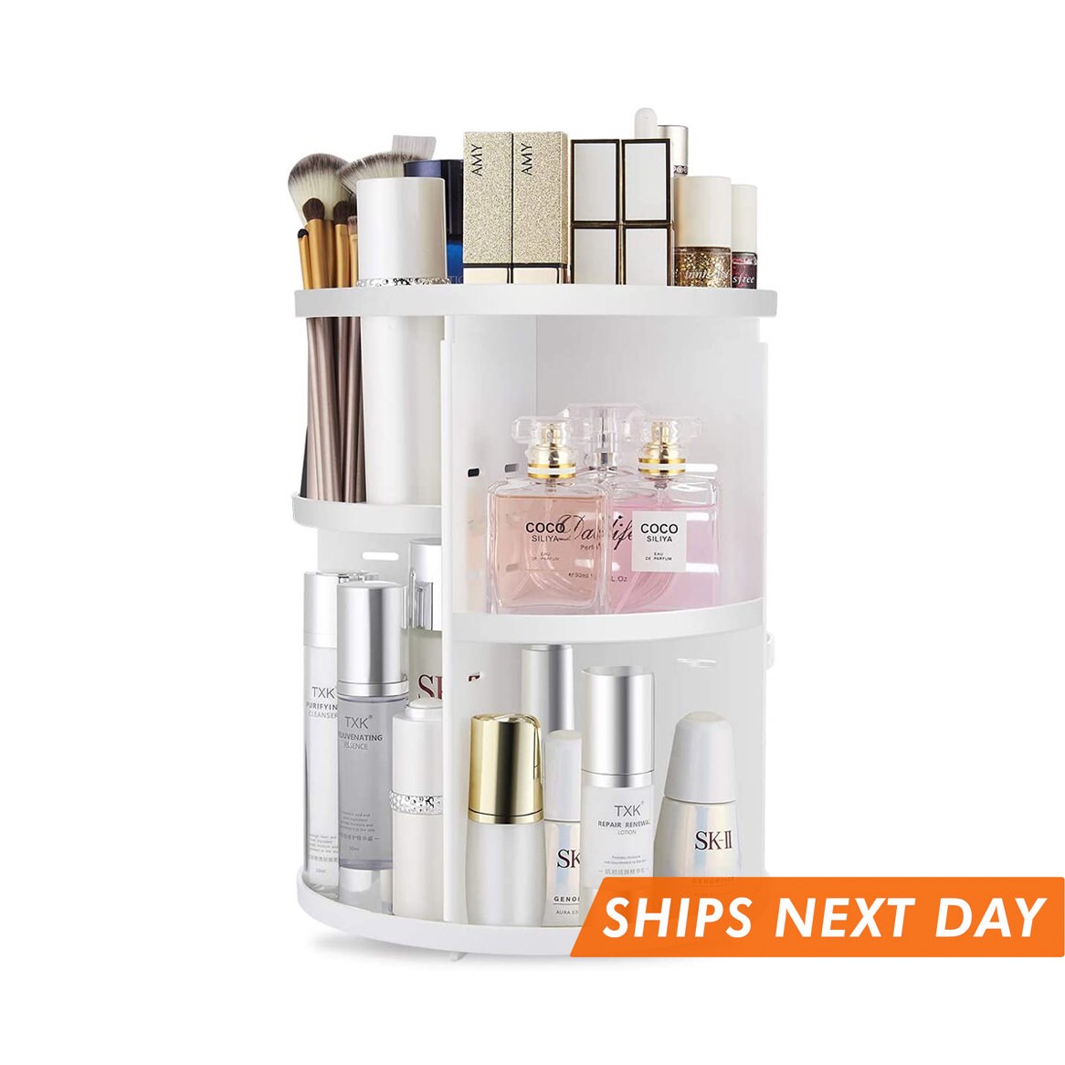 Makeup Organiser Brush Holder 3 Sections Acrylic Cosmetics Storage Case Stand For 最大93OFFクーポン