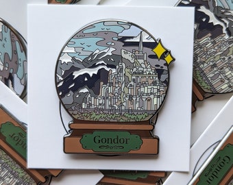 Pin de esmalte duro con forma de bola de nieve de Gondor