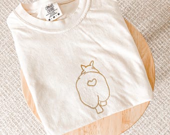 Corgi Butt Embroidered Unisex Shirt, Dog Mom Tee