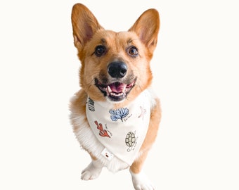 Sea Turtle Dog Bandana, Coastal Snap-On Cotton Bandana
