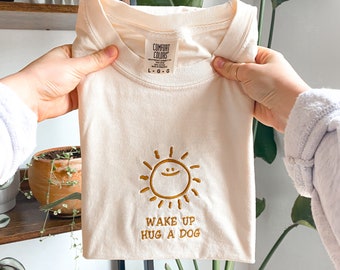 Embroidered Dog Mom Shirt, Boho Sun Design