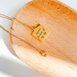 Happier because of my Dog Necklace | Gold Jewelry | Dog Mom Jewelry | Gold Necklace | Engraved Necklace