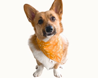 Floral Dog Bandana, Summer Flower Garden, Snap-On 100% Cotton