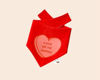 You Give Me Zoomies Dog Bandana, Valentine's Day Gift, Eco-Friendly Cotton