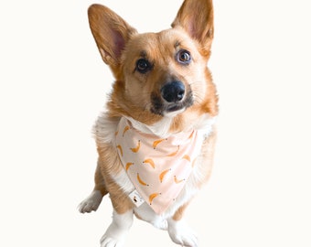 Yellow Banana Print Dog Bandana, Snap-On Cotton