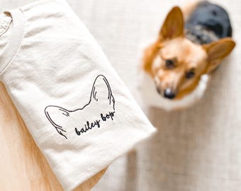 Embroidered Custom Dog Ear Portrait Shirt, Pet Keepsake Apparel