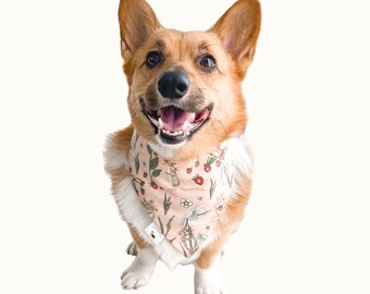 Strawberry Mice Dog Bandana, Snap-On Cotton Pet Scarf