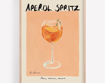 Aperol Spritz Art Print: Bar Cart Wall Decor