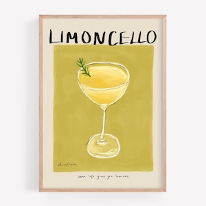 Limoncello | Limoncello-print | When Life Gives You Lemons-print | Cocktailprint | Barwagen | Muurkunst | Posterafdruk