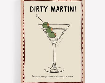 Dirty Martini Print: Cocktail Wall Art, Bar Cart Decor