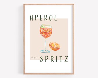 Aperol Spritz Print: Cocktail Bar Cart Wall Art