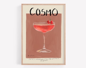 Cosmopolitan Cocktail Print: Chic Bar Cart Wall Art