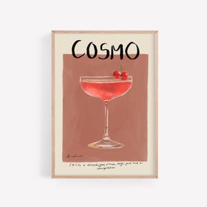 Cosmopolitan Cocktail Print: Chic Bar Cart Wall Art
