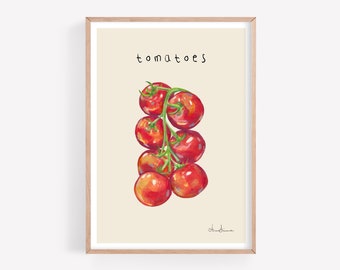 Vine Tomatoes Art Print: Kitchen Wall Decor