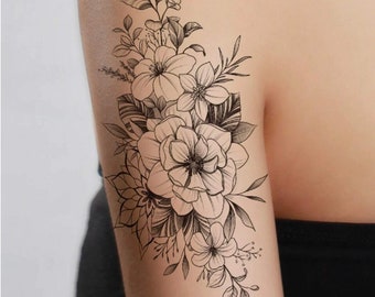 Floral Back Tattoo  Etsy