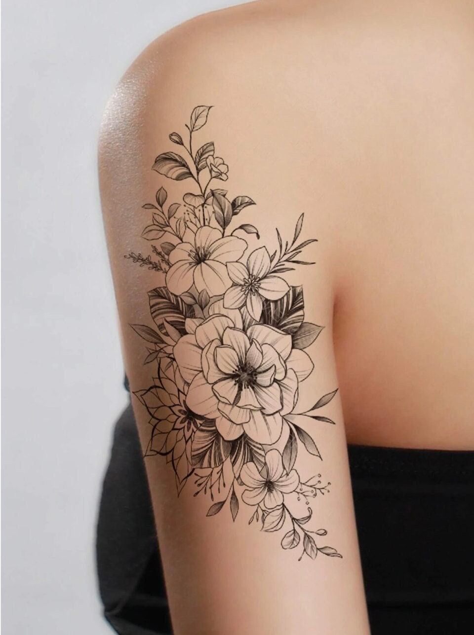 Black Rose Temporary Tattoos Flowers Tattoo Sticker Sexy Waterproof Fake Body Art 6 Sheet Amazonin Beauty #1 Black Rose Temporary Tattoos Flowers Tattoo Sticker Sexy Waterproof Fake Body Art 6 Sheet Amazonin Beauty