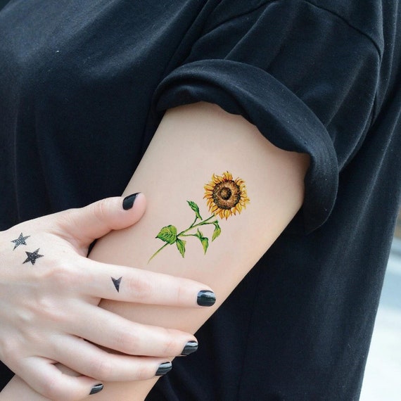 Buy Sunflower Tattoo Set Wildflower Temporary Tattoo Floral Online in India   Etsy