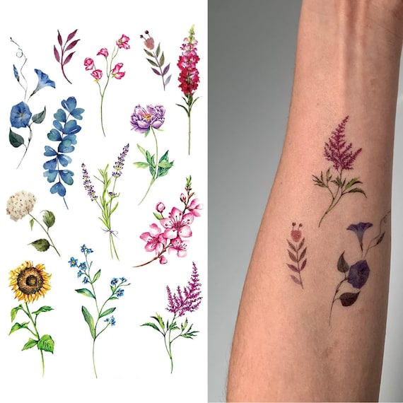 Minimalist tattoo flower floral herbal nature boho