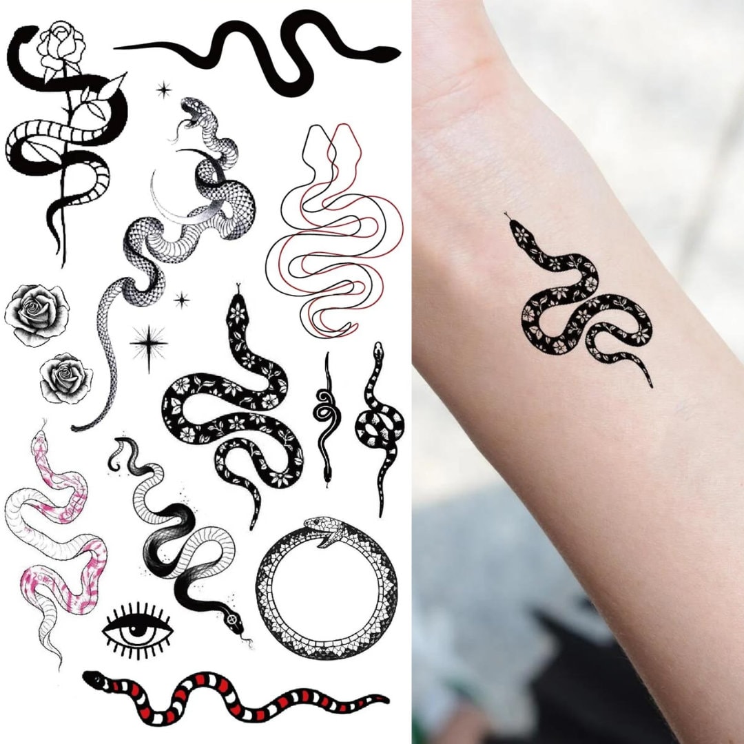 Garden Snake Tattoo Set Temporary Tattoo Snake simple - Etsy