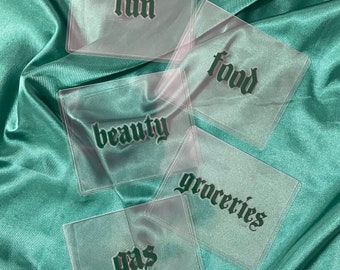 Mini Clear Cash Envelopes - Goth Font - Old English