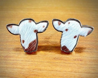 Cow Print Earrings Western Stud Cow Earring Women's Western Jewelry Gift Idea for Cow Lovers Highland Cowhide For Western Style Girl Gift