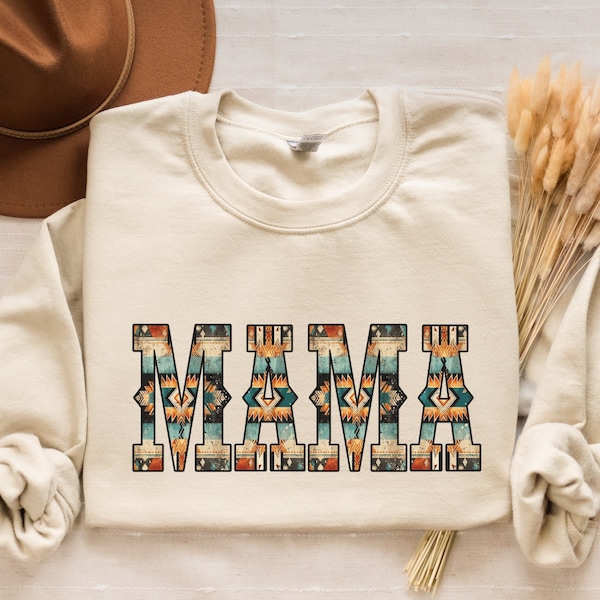 Aztec Mama Sweatshirt Western Sweater for Women Southwestern Clothing Texas Style Gift Sports Mom Cowgirl Shirt New Mexico Gift for Mother