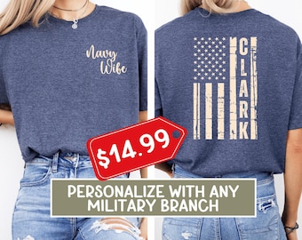 Personalized Military Family Shirts for Navy Moms, Army Moms, Army Wife, Army Sister, Army Aunt, Navy Wife, Army Dad, Army Brother