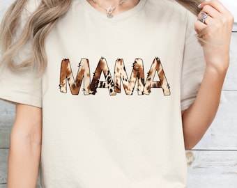 Mama Kuh Druck DTF Transfer Retro Western Kuh Liebhaber Direkt zum Filmdruck Bereit zum Sport Mom Shirt Design für Farm Moms Geschenkidee