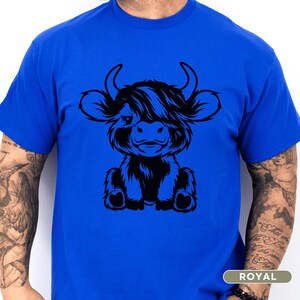 Highland Cow T-shirt for Women, Youth and Toddlers Royal