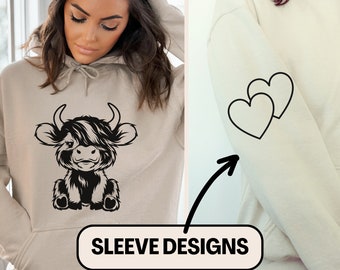 Highland Cow Hoodie: Shaggy Silhouette, Autumn Fall Sweater