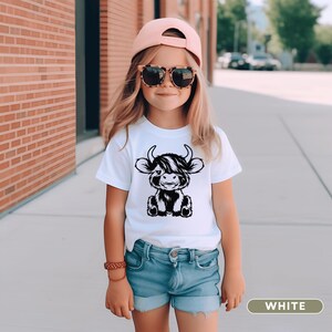 Highland Cow T-shirt for Women, Youth and Toddlers White