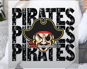 Pirates Pirates Pirates DTF Print Pirate Themed DTF Transfer Pirates Team Sports Logo Soccer Sports Heat Transfers for School Sports Designs